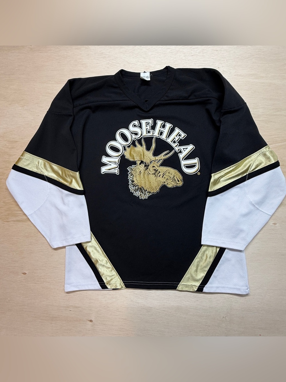 Vintage Mooshead Lager Beer Athletic Kit Hockey Jersey Men L Proudly Independent